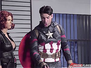 Captain America buries ebony Widow in his superhero jizz