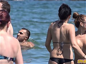 gigantic fun bags unexperienced bra-less insatiable teens spycam Beach movie