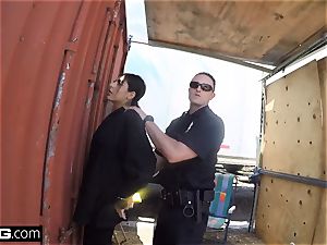 bang the Cops Latina lady caught deep throating a cops knob